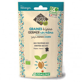 Mix protéines (pois chiche, lentille, fenugrec) - Graines à germer bio - 200g Photo Mix protéines (pois chiche, lentille, fenugrec) - Graines à germer bio - 200g - Germline